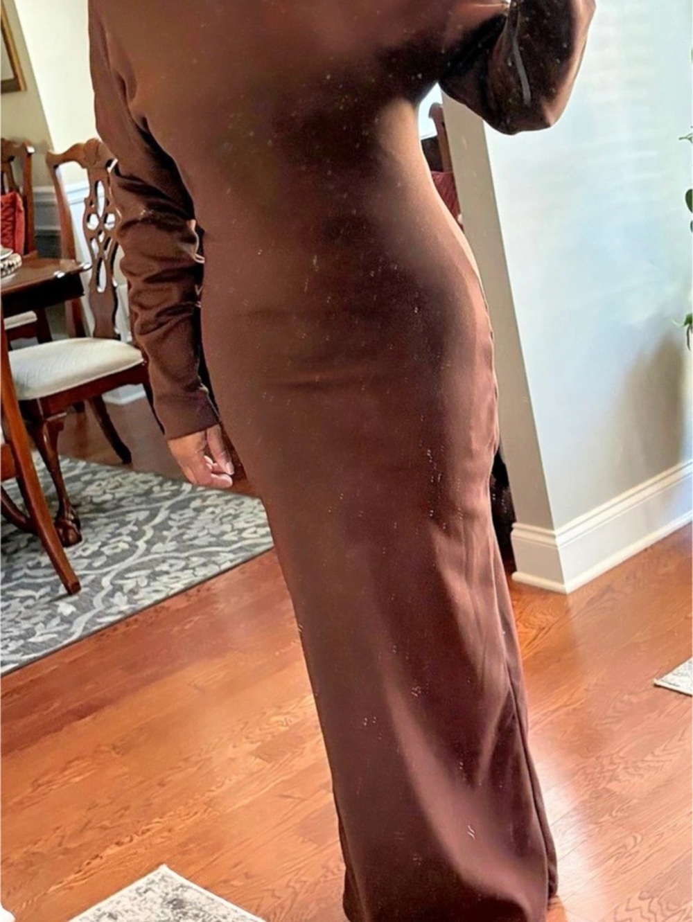 Brown Off-Shoulder Maxi Dress XL Like New